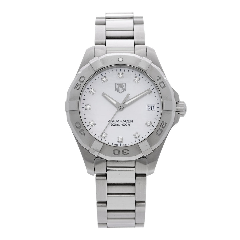 Stainless Steel Diamond Mother of Pearl 33mm Aquaracer Lady Quartz Watch WAF1313