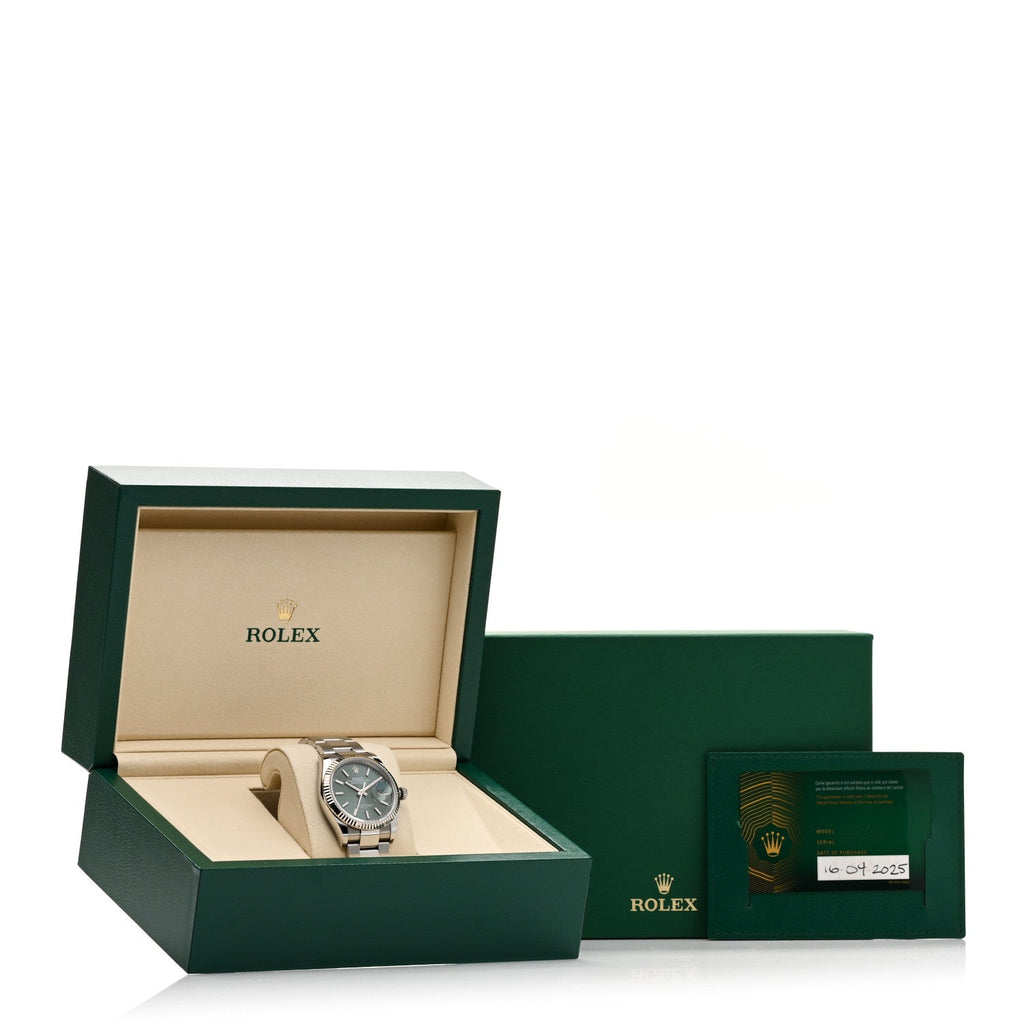 Stainless Steel 18K White Gold 36mm Oyster Perpetual Datejust Watch Mint Green 126234