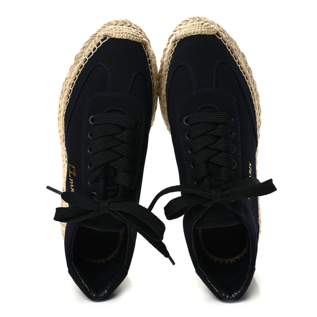 Toile Calfskin Espasneak Flat Sneaker 36 Obscur