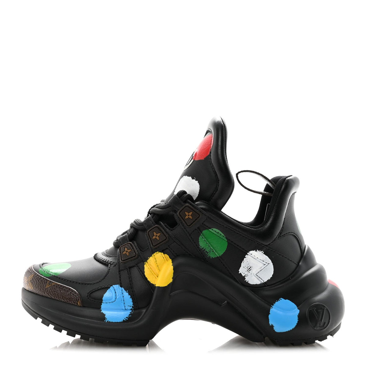 X YK Calfskin Patent Monogram Archlight Sneakers 37 Black