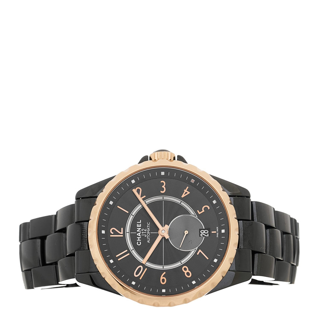 Stainless Steel 18K Rose Gold Ceramic 37mm J12 Automatic Watch Black