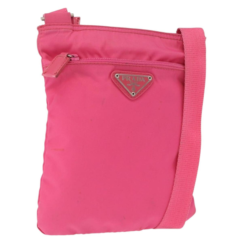 PRADA Shoulder Bag Nylon Pink Silver Auth 164385