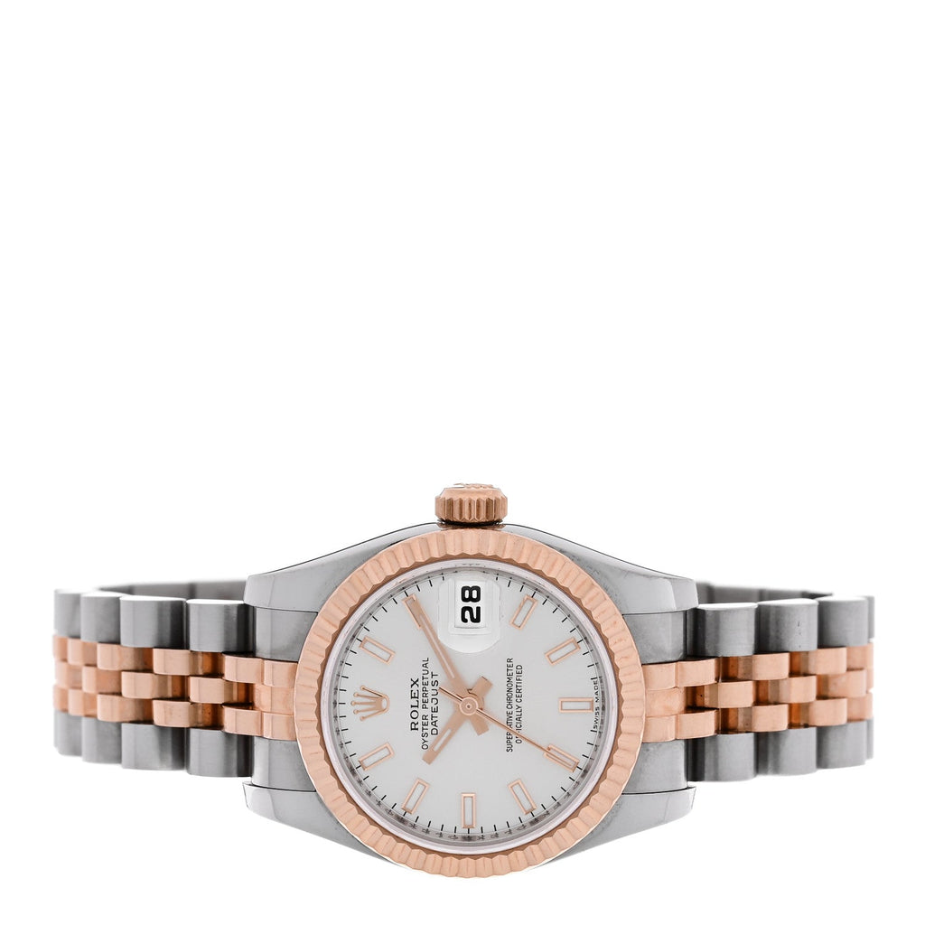 Stainless Steel 18K Everose Gold 26mm Oyster Perpetual Datejust Watch Silver 179171