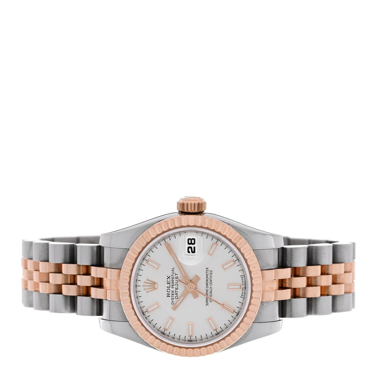 Stainless Steel 18K Everose Gold 26mm Oyster Perpetual Datejust Watch Silver 179171