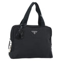 PRADA Hand Bag Nylon Black Silver Auth 174539