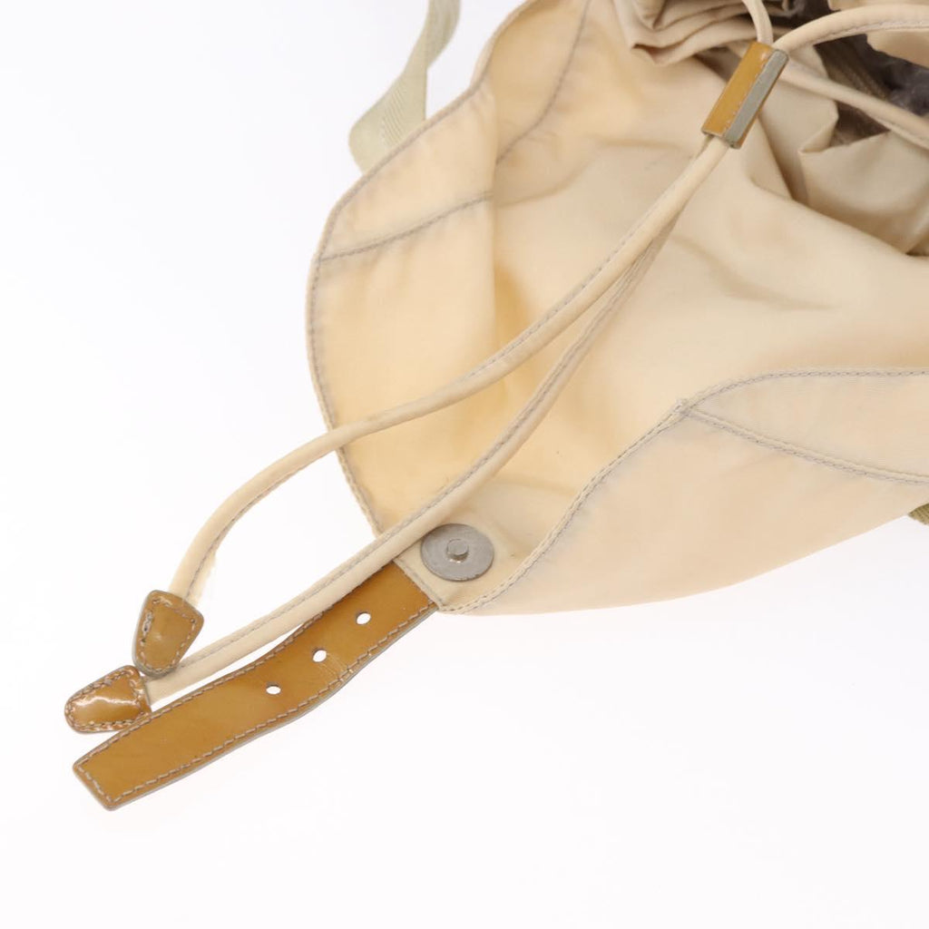 PRADA Backpack Nylon Beige Silver Auth 195170