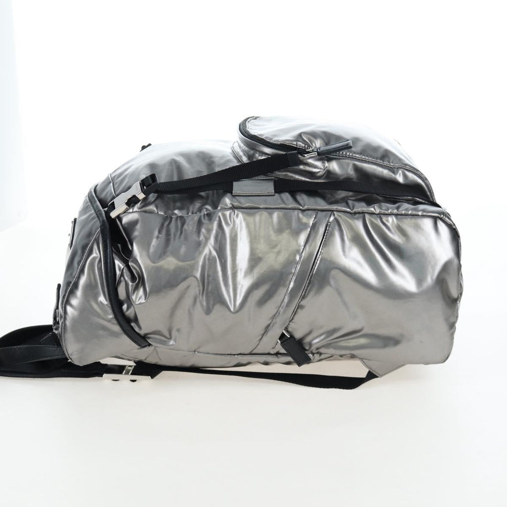 PRADA Backpack Canvas Silver Auth 195333M