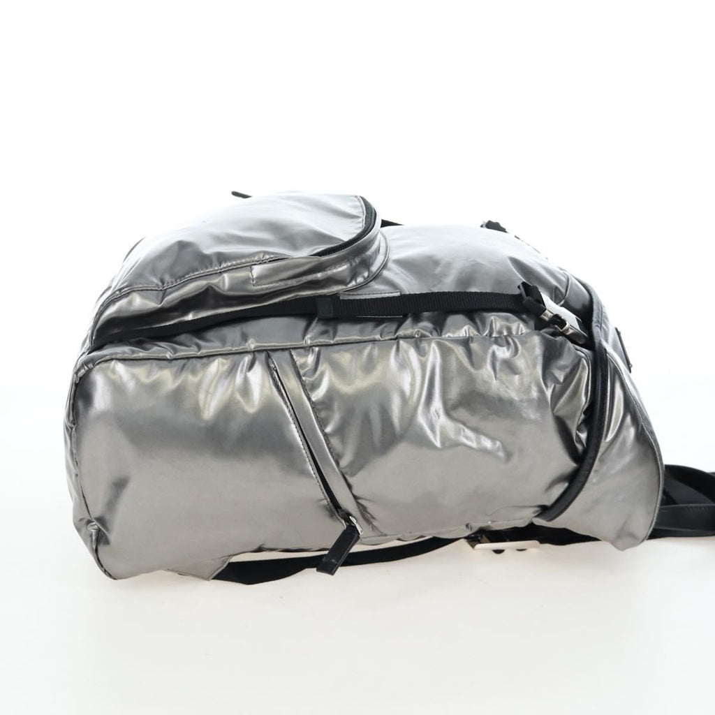 PRADA Backpack Canvas Silver Auth 195333M