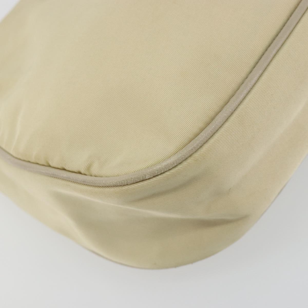 PRADA Shoulder Bag Nylon Ivory Gold Auth 197466A