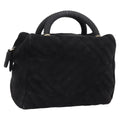PRADA Hand Bag Suede Black Gold Auth 197809