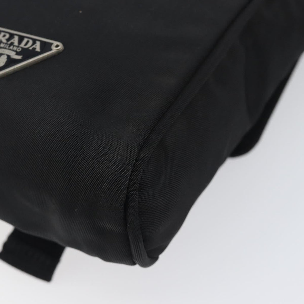 PRADA Shoulder Pouch Nylon Black Silver Auth 197869