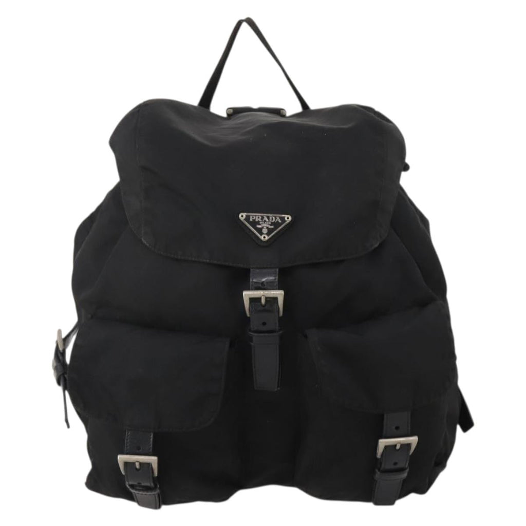 PRADA Backpack Nylon Black Silver Auth 197878