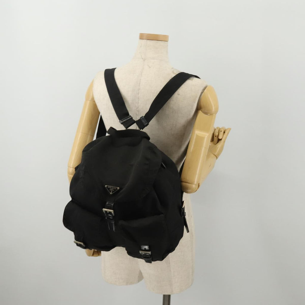 PRADA Backpack Nylon Black Silver Auth 197878