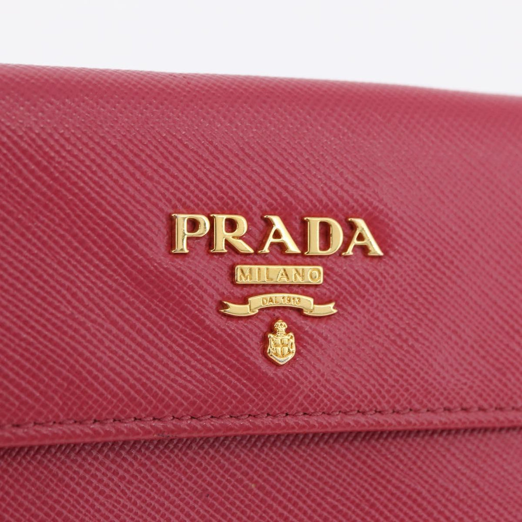 PRADA Bifold Wallet Saffiano leather Pink Gold Auth 197939M