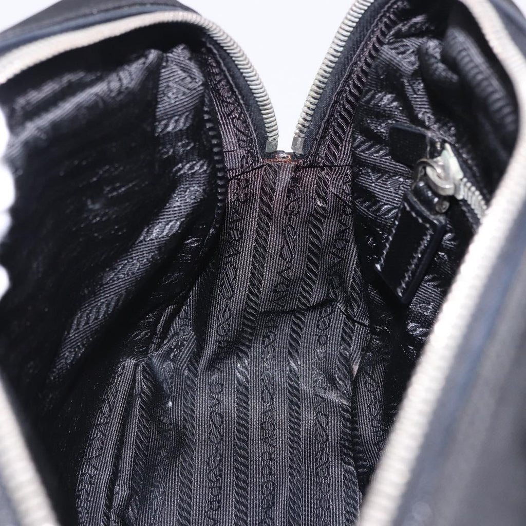 PRADA Hand Bag Nylon Black Silver Auth 199441V
