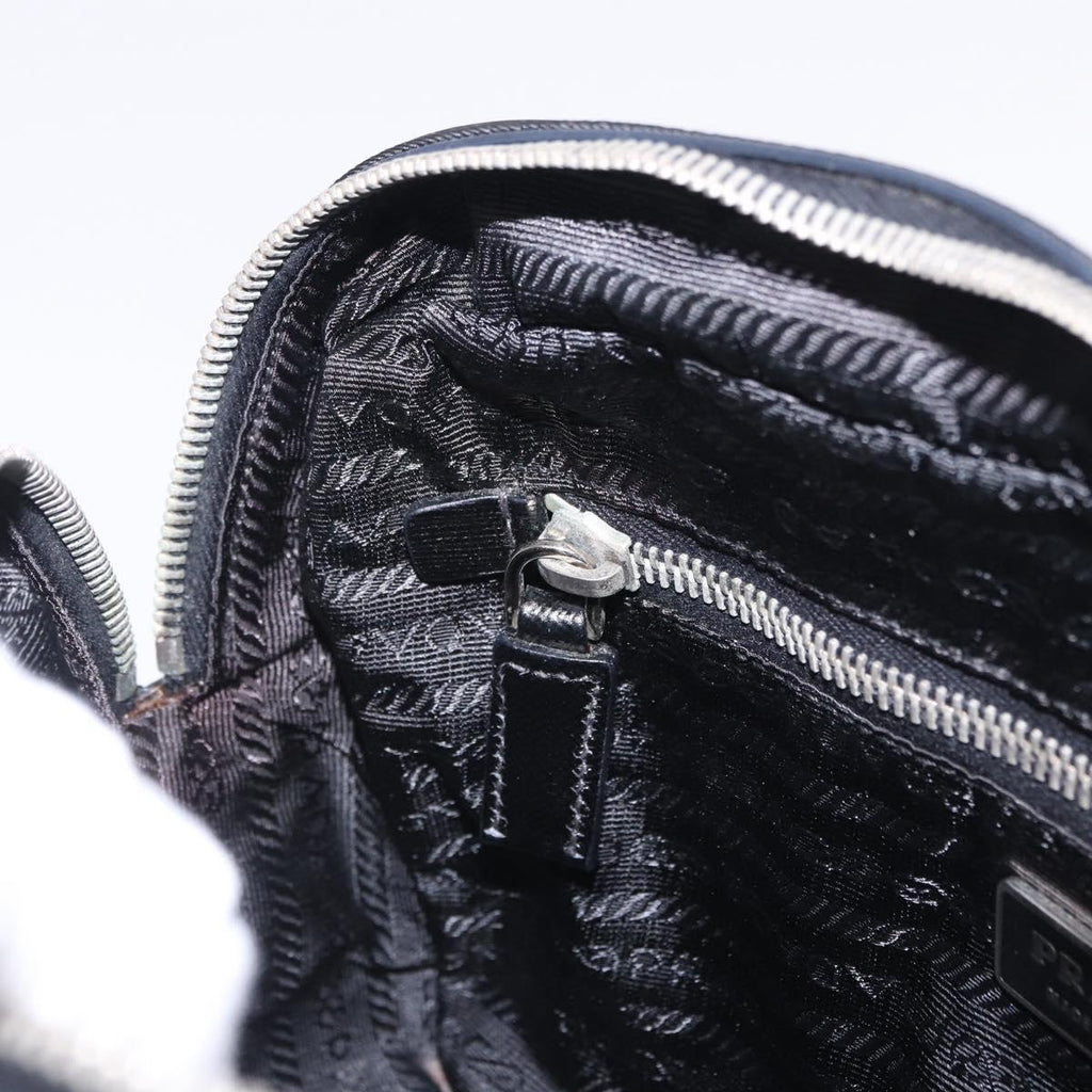 PRADA Hand Bag Nylon Black Silver Auth 199441V
