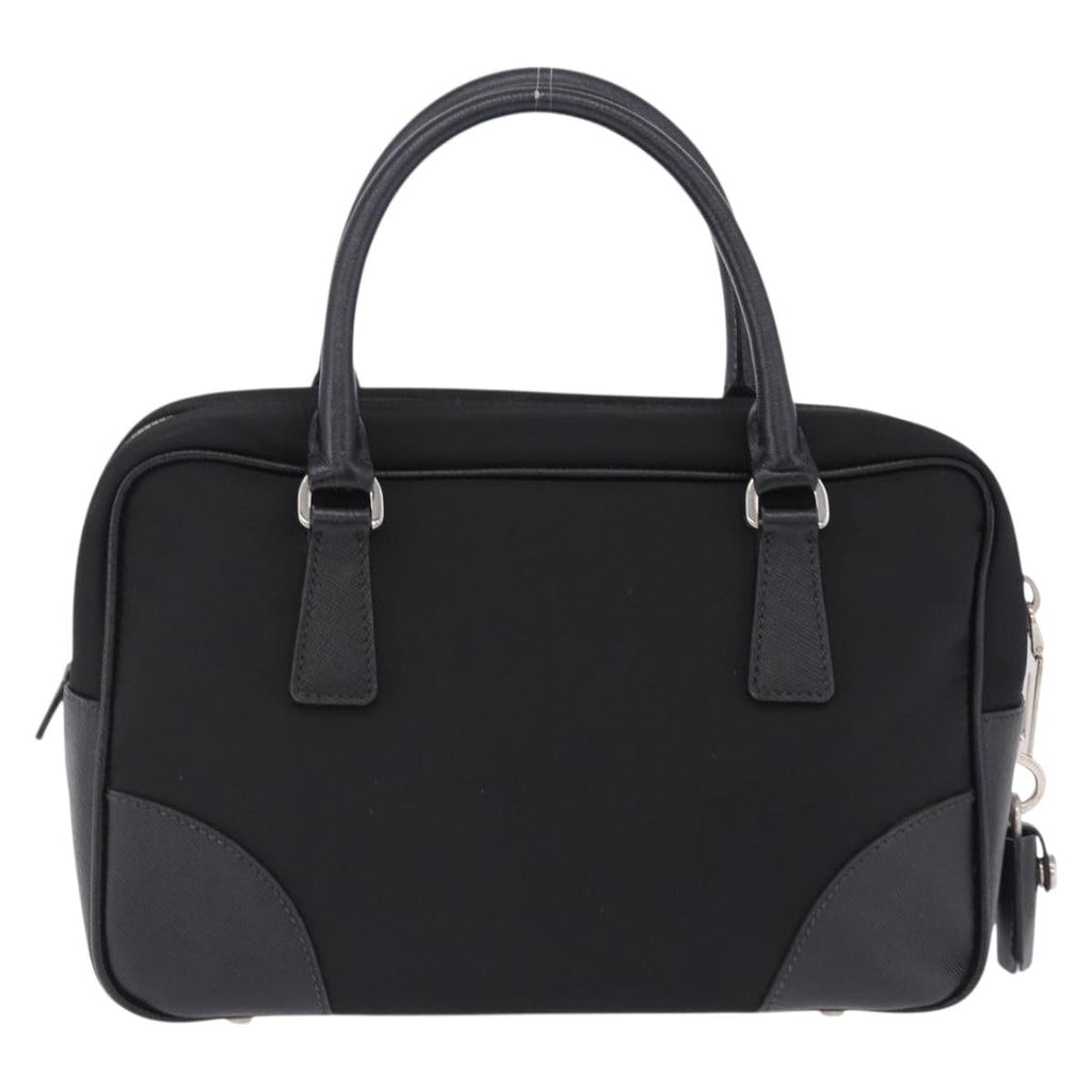 PRADA Hand Bag Nylon Black Silver Auth 199441V