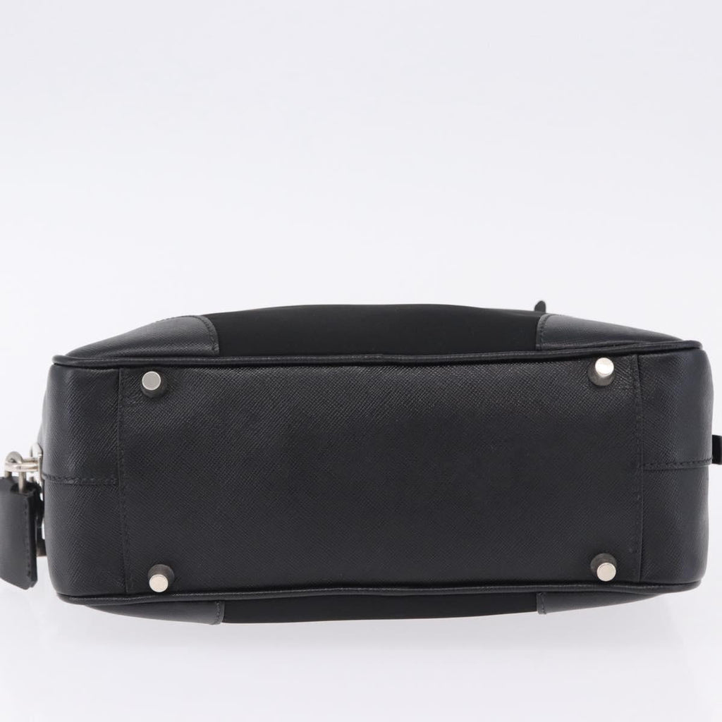 PRADA Hand Bag Nylon Black Silver Auth 199441V