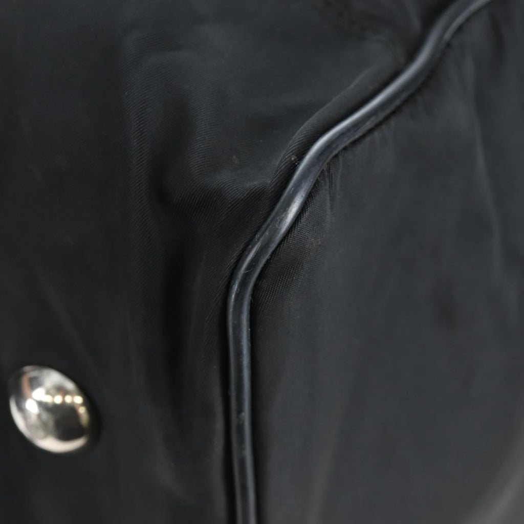 PRADA Boston Bag Nylon 2way Black Silver Auth 199801A