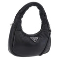 PRADA Hand Bag Soft Padded Nappa leather 2way Black Silver Auth 199964SAM