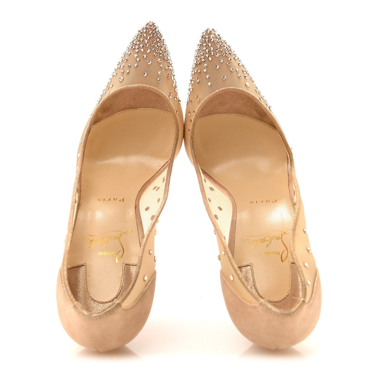 Suede Lame Crystal Strass Follies 100 Pumps 40 Light Silk
