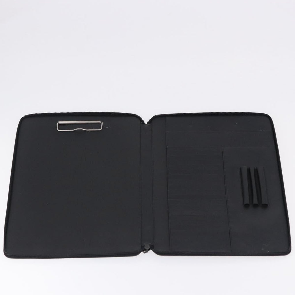 PRADA Binder Case Saffiano Black Silver Auth 200201