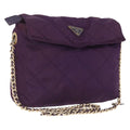 PRADA Chain Shoulder Bag Nylon Purple Gold Auth 200535