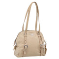 PRADA Shoulder Bag Leather Beige Silver Auth 200826V