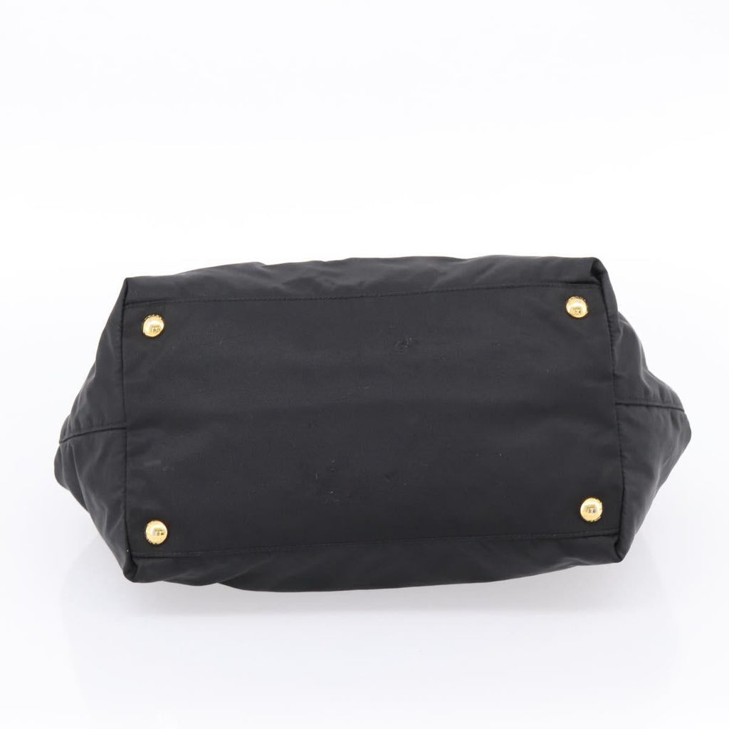 PRADA Hand Bag Nylon Black Gold Auth 201125V