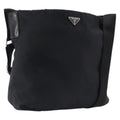 PRADA Shoulder Bag Nylon Black Silver Auth 201270