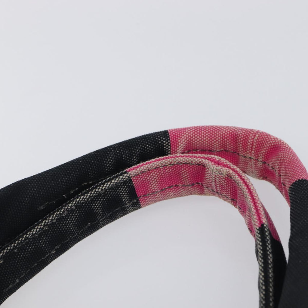 PRADA Canapa GM Hand Bag Canvas Black Pink Auth 201284