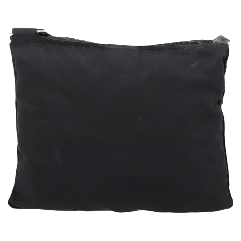PRADA Shoulder Bag Nylon Black Silver Auth 201298