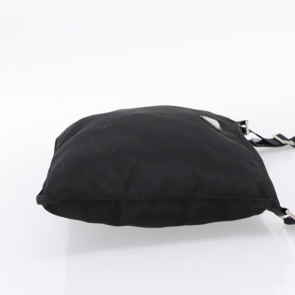 PRADA Shoulder Bag Nylon Black Silver Auth 201298