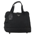 PRADA Boston Bag Nylon Black Silver Auth 201310