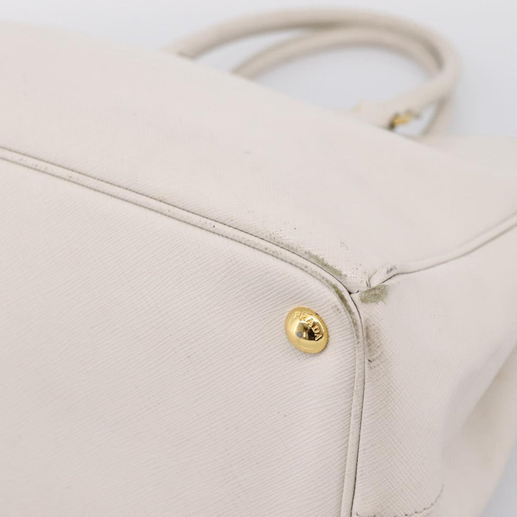 PRADA Galleria Hand Bag Saffiano leather White Gold Auth 201363