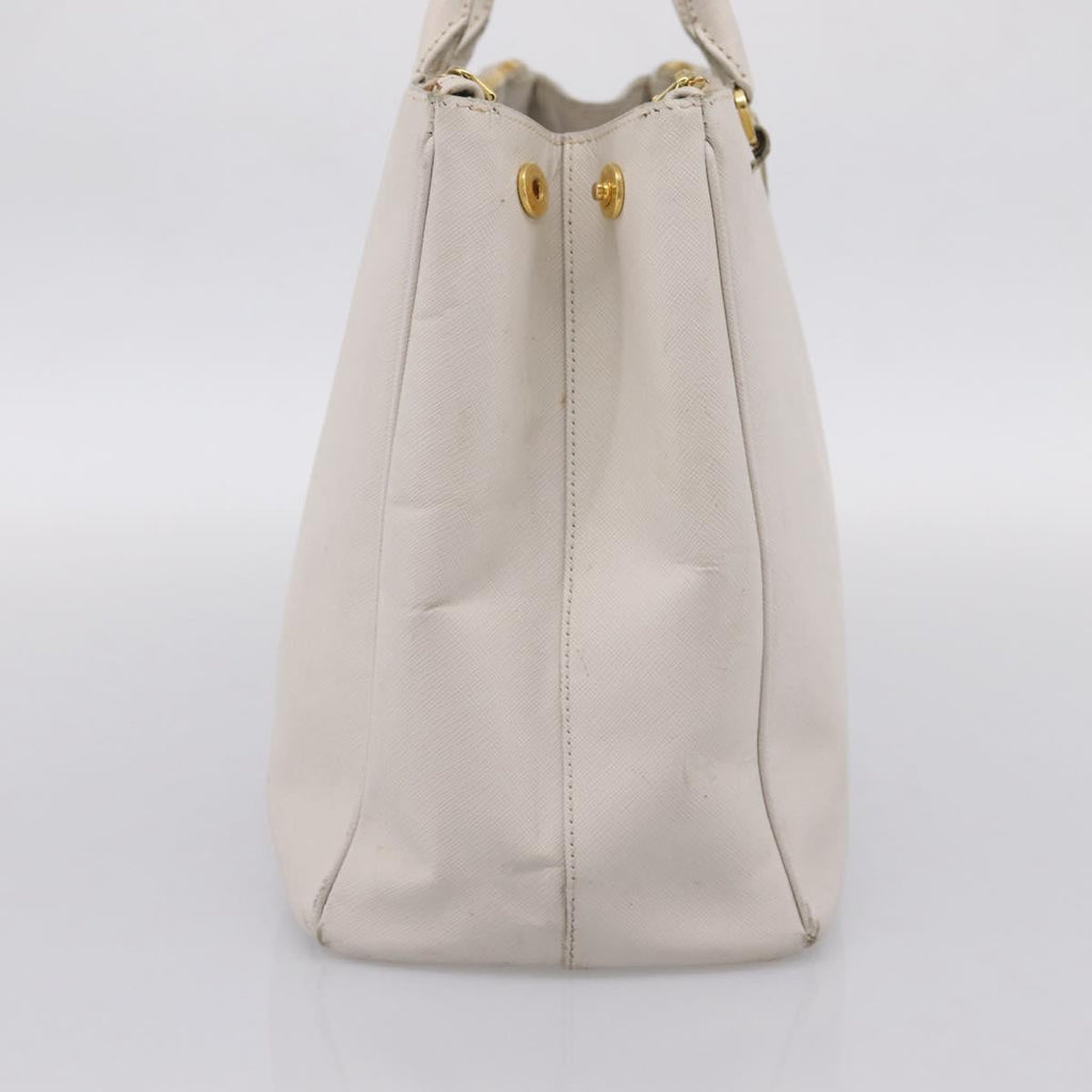 PRADA Galleria Hand Bag Saffiano leather White Gold Auth 201363
