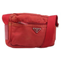 PRADA Shoulder Bag Nylon Red Silver Auth 201440