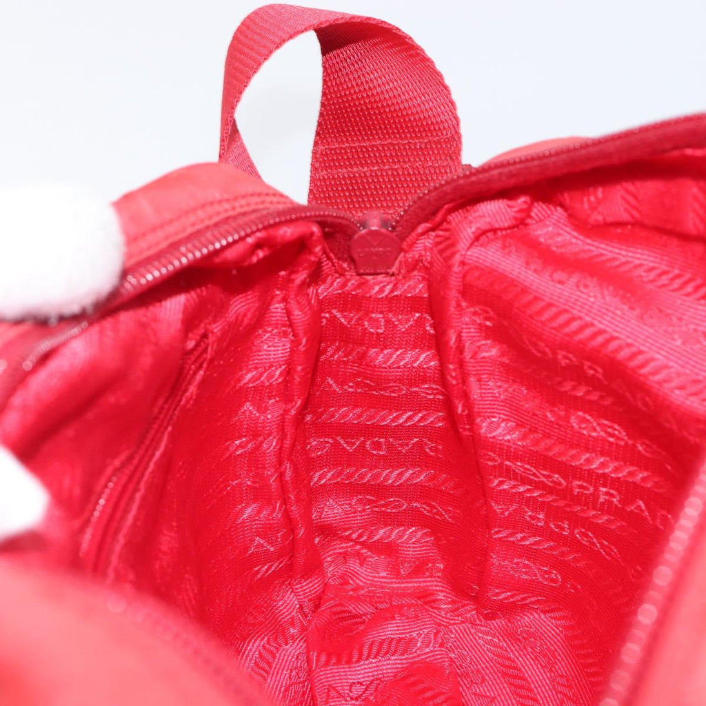 PRADA Shoulder Bag Nylon Red Silver Auth 201440