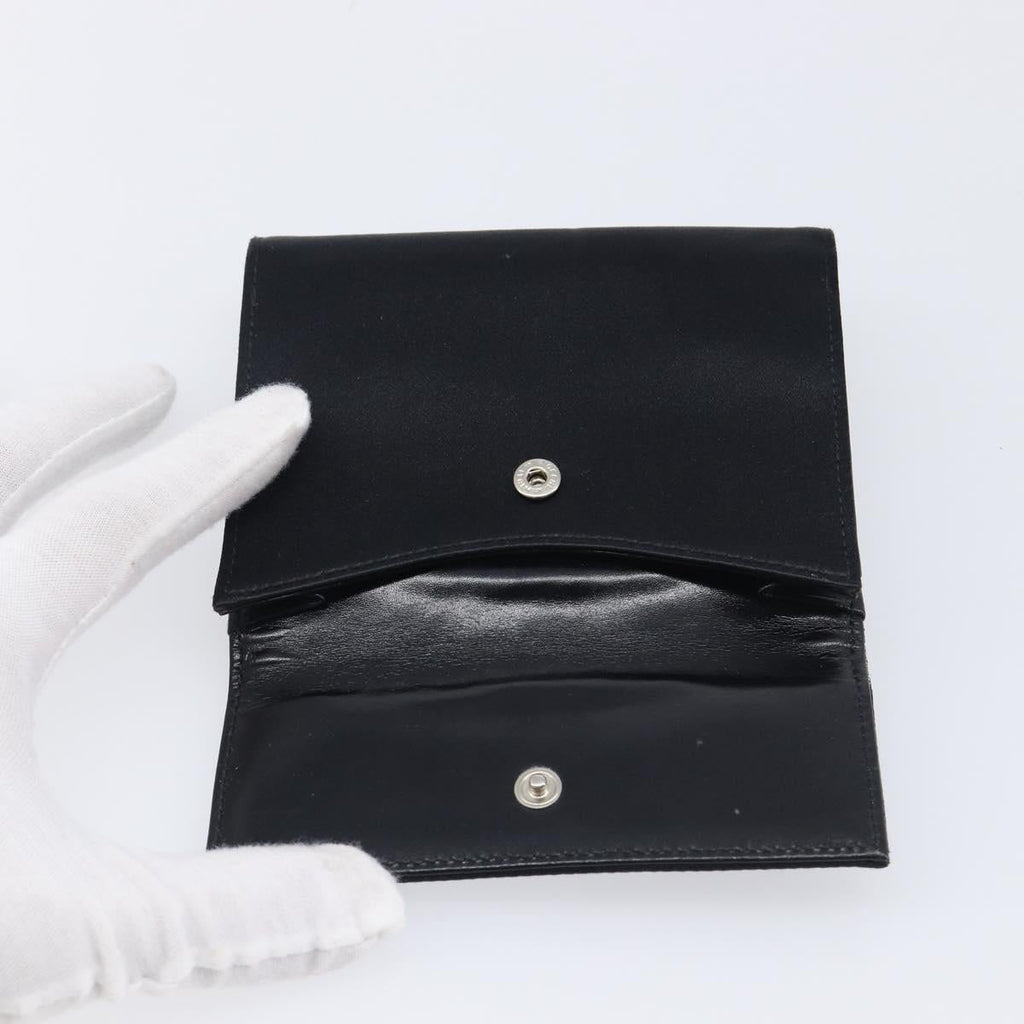 PRADA Wallet Satin Black Silver Auth 201549V