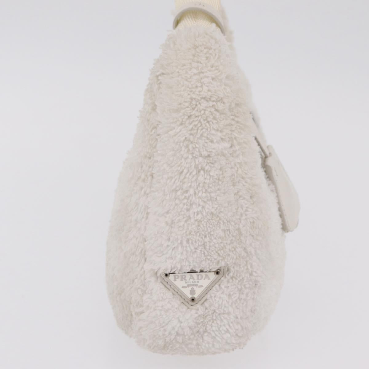 PRADA Hand Pouch Hand Bag pile White Silver Auth 202515A