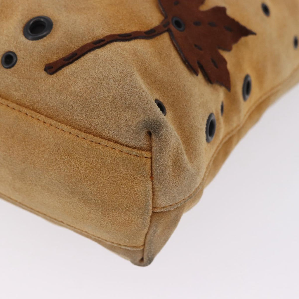 PRADA Hand Bag Suede Beige Auth 202880