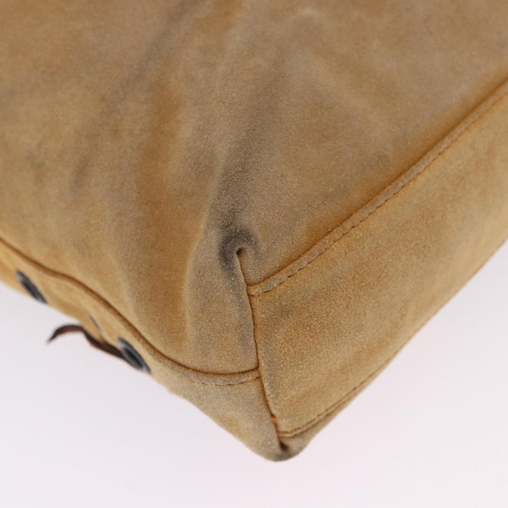 PRADA Hand Bag Suede Beige Auth 202880