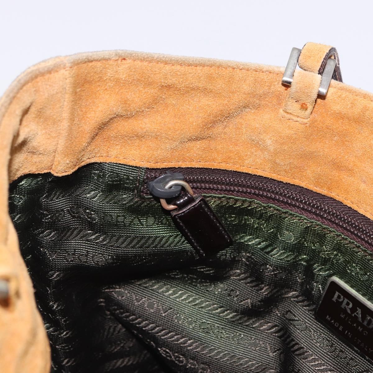 PRADA Hand Bag Suede Beige Auth 202880