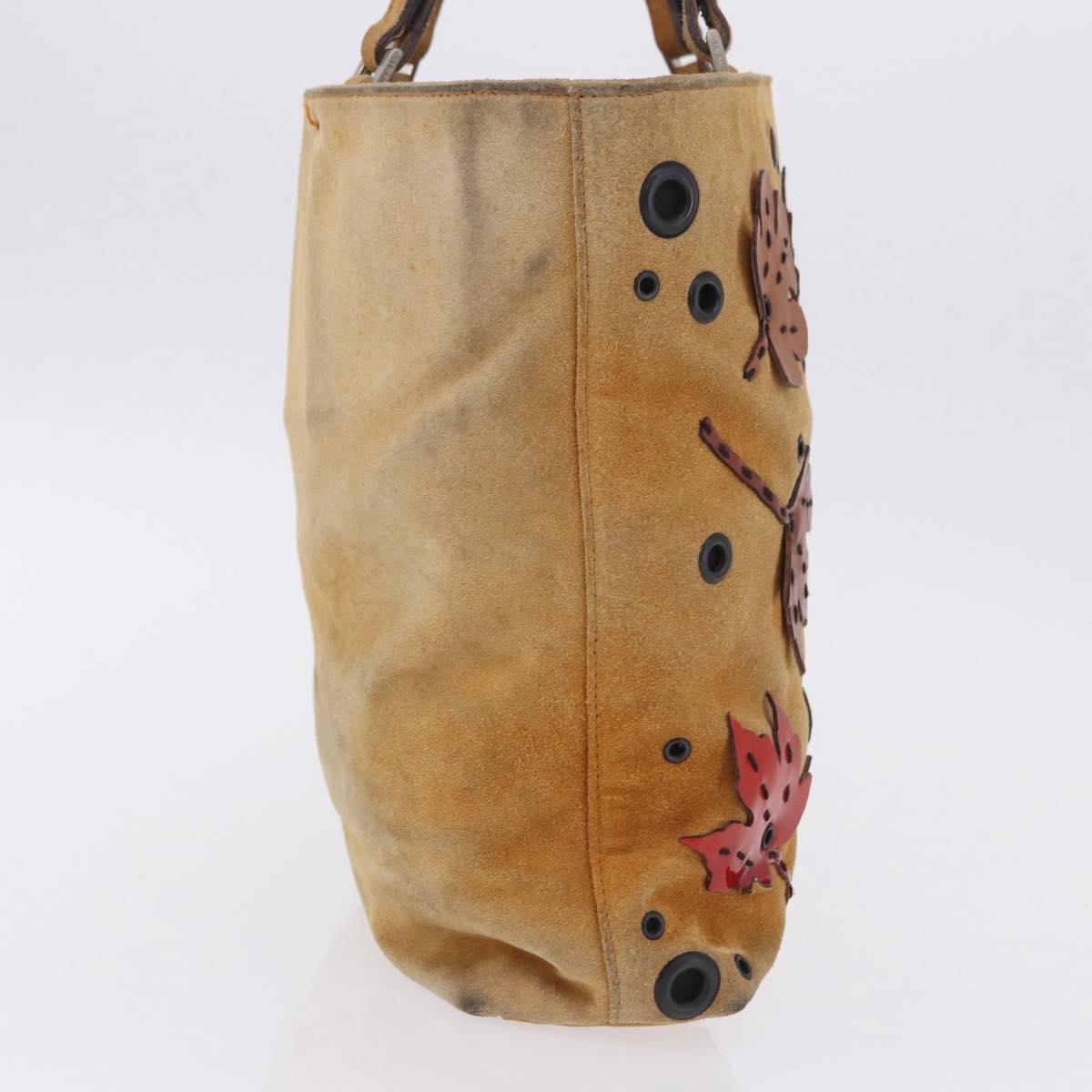 PRADA Hand Bag Suede Beige Auth 202880