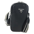 PRADA Shoulder Bag Vittero Dino Leather Black Silver Auth 202911V
