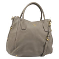 PRADA Hand Bag Vittero Dino Leather 2way Gray Gold Auth 202933V