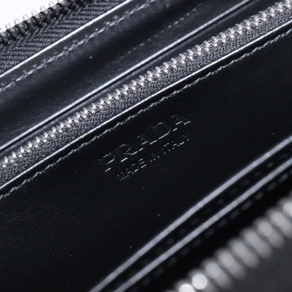 PRADA Long Wallet Leather Silver Auth 203045
