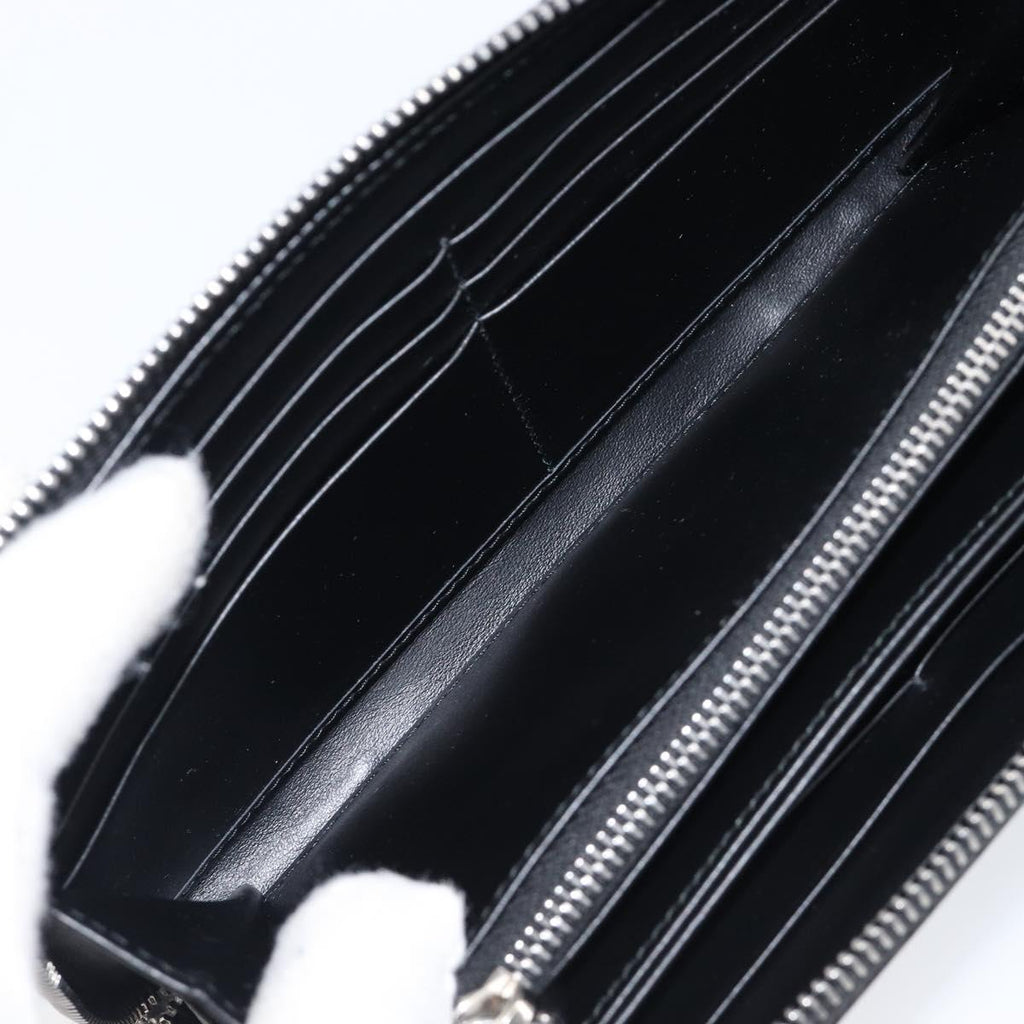 PRADA Long Wallet Leather Silver Auth 203045