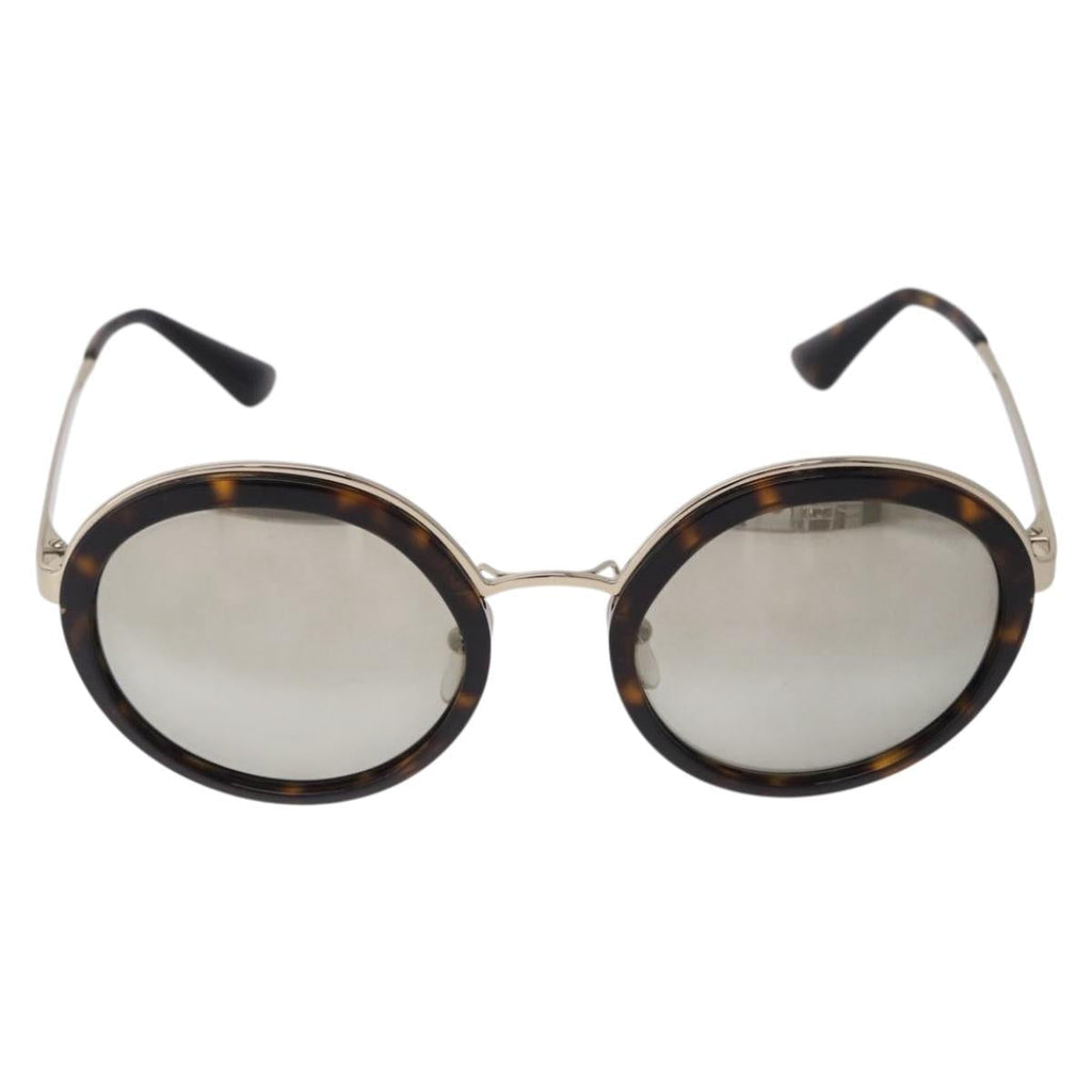 PRADA Sunglasses Metal Brown Gold Tone Auth 203370
