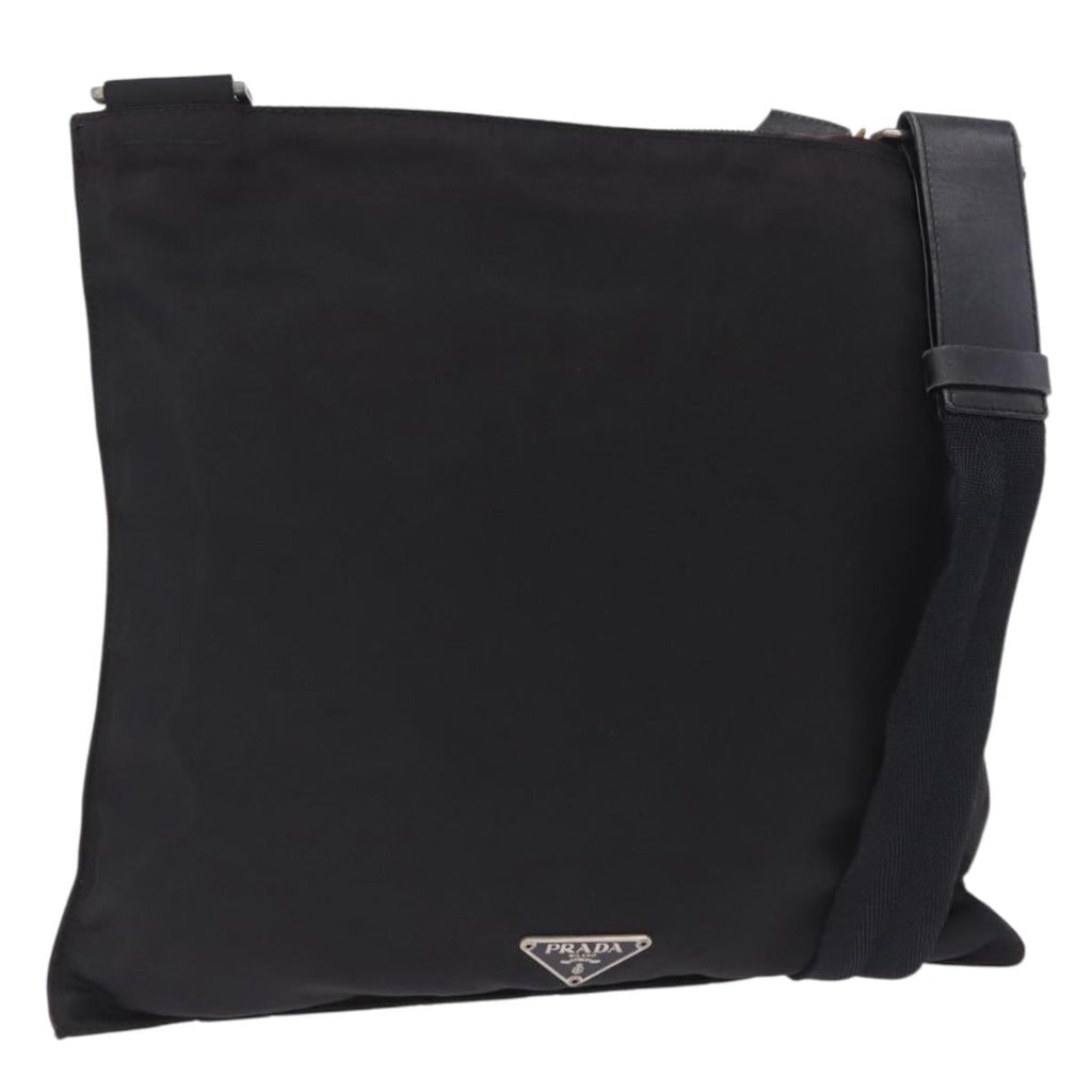 PRADA Shoulder Bag Nylon Black Silver Auth 203431